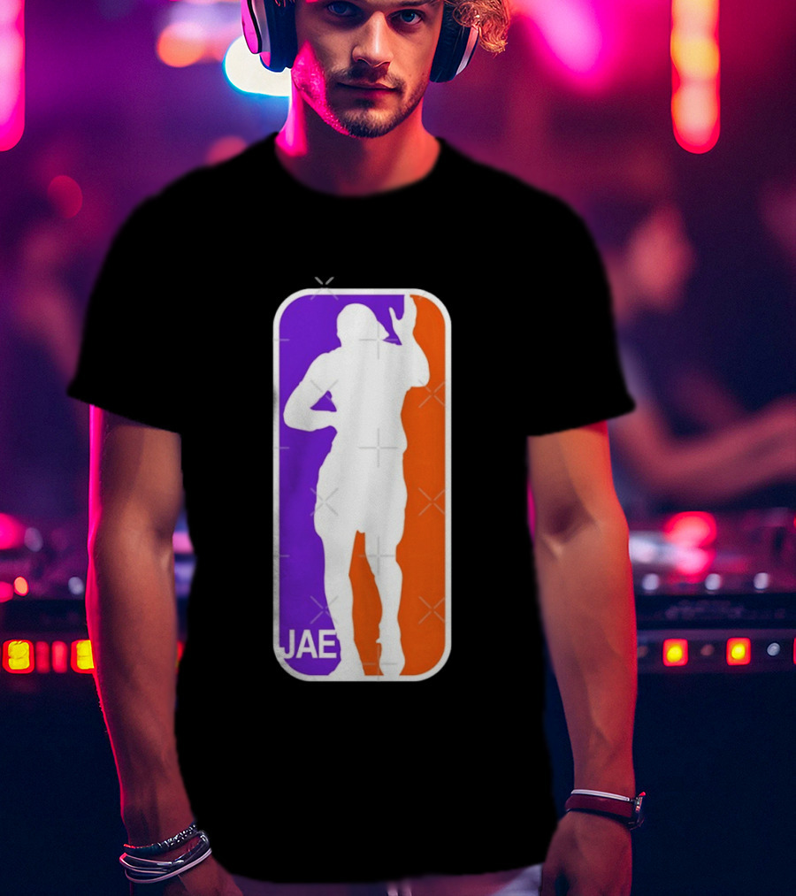 Jae Basketball Pose Purple And Orange T-Shirt