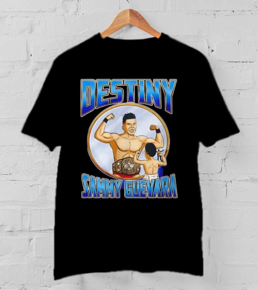 Destiny Sammy Guevara Flexing With Baby Holding AEW Wrestling Action Figure T-Shirt