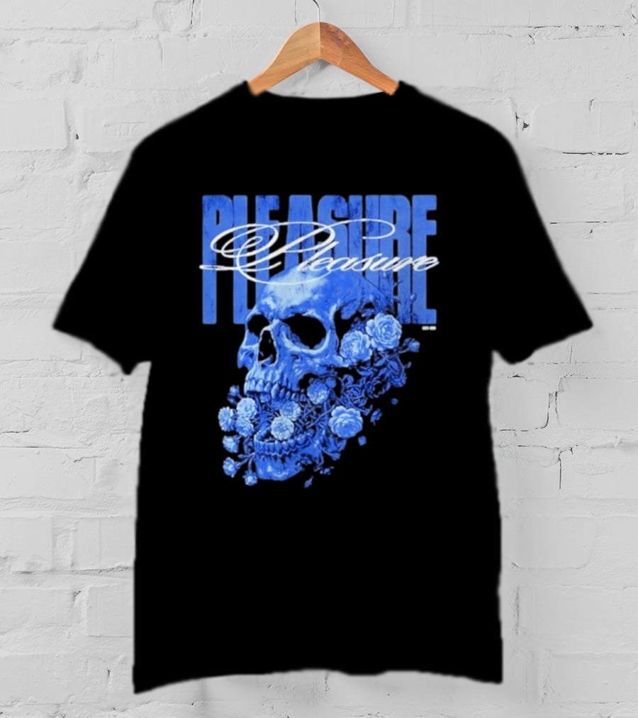 Pleasure Skull Roses Gothic Floral Blue T-Shirt