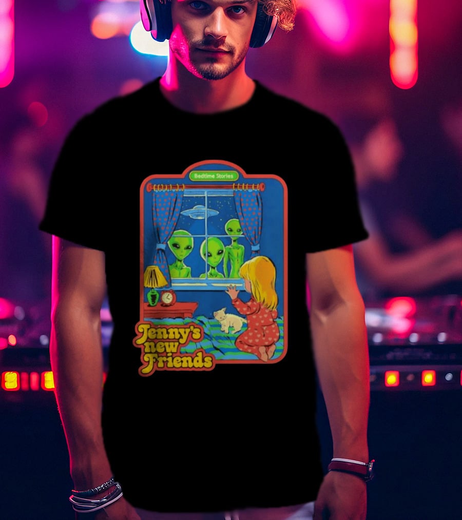 Jenny's New Friends Bedtime Stories Alien Window Scene T-Shirt