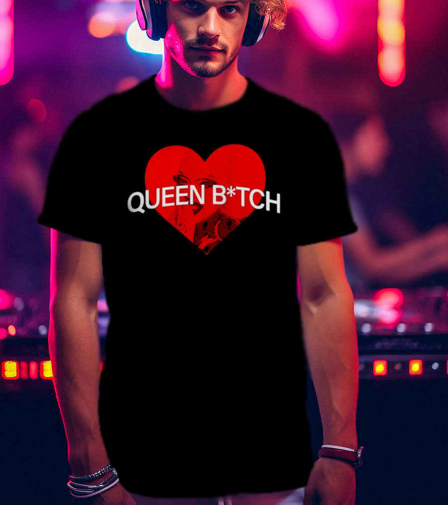 Queen B*tch Bold Typography Houston Hardcore Heart T-Shirt