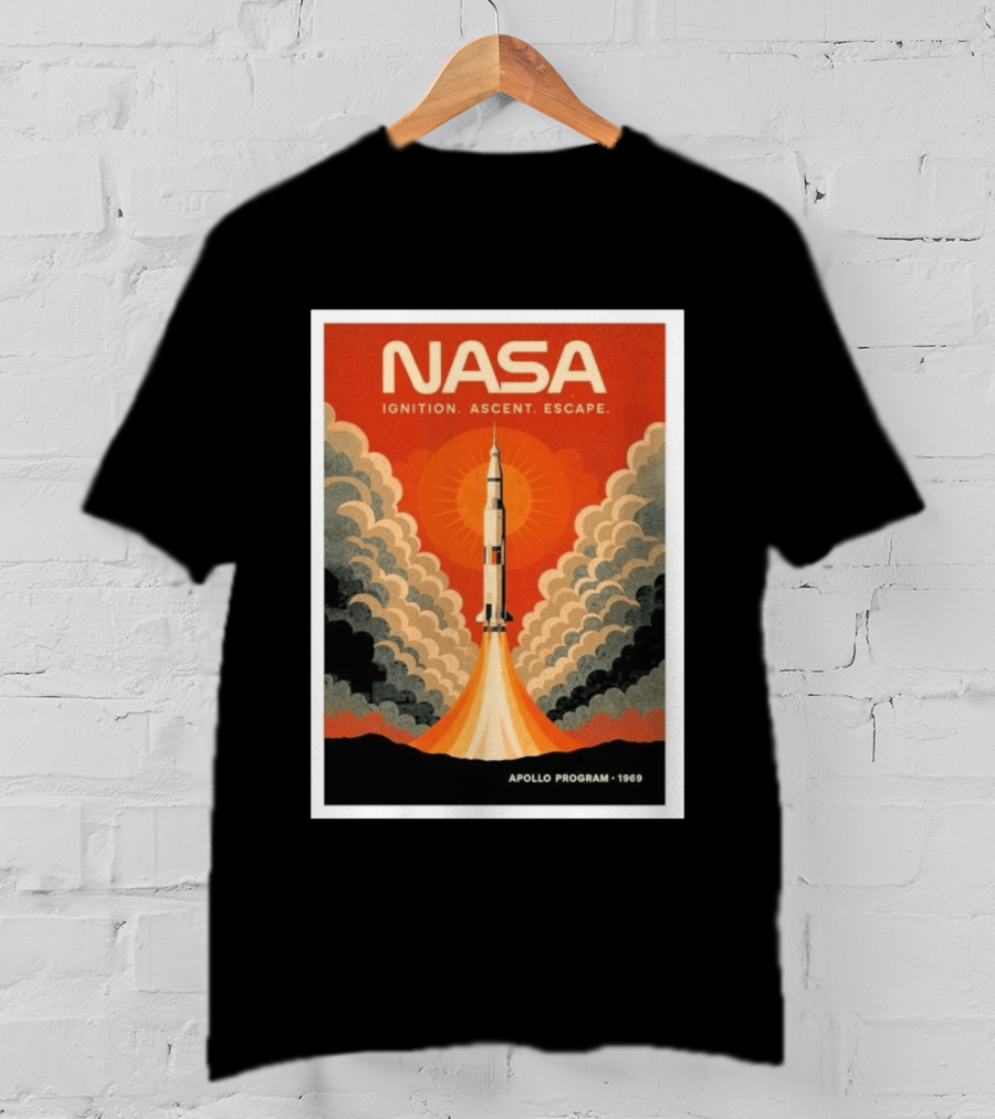 NASA Ignition Ascent Escape Apollo Program 1969 Rocket Launch T-Shirt