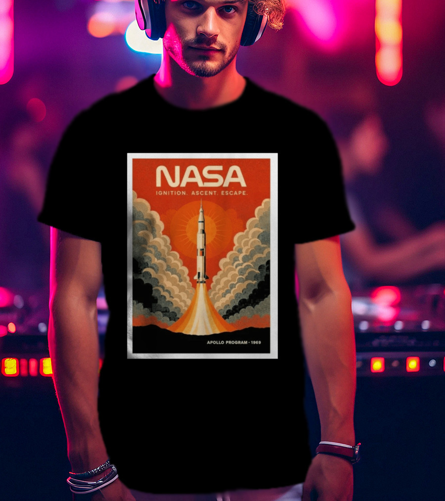 NASA Ignition Ascent Escape Apollo Program 1969 Rocket Launch T-Shirt