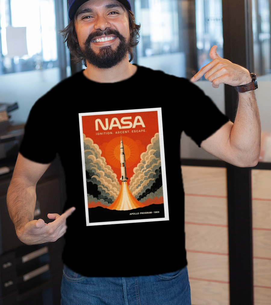 NASA Ignition Ascent Escape Apollo Program 1969 Rocket Launch T-Shirt