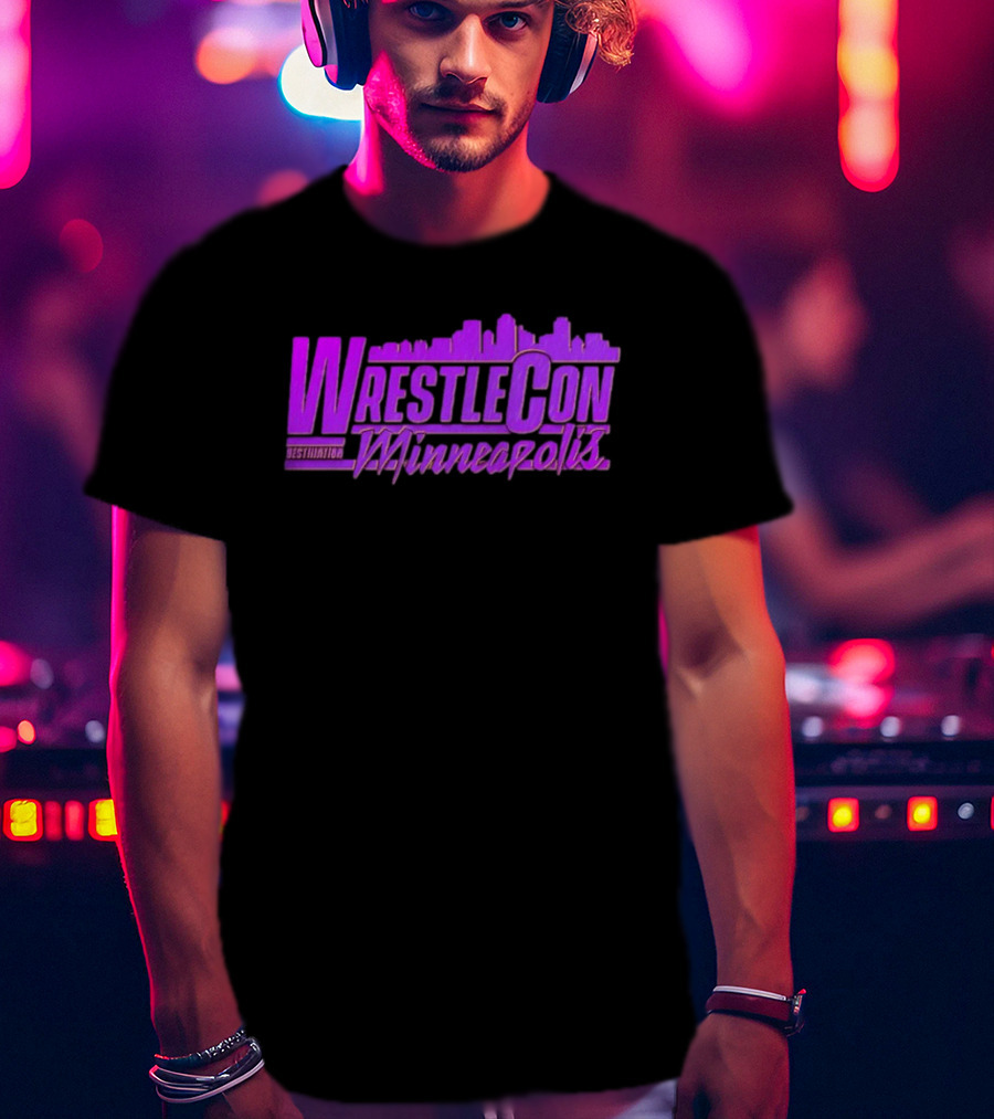 WrestleCon Destination Minneapolis Professional Wrestling Event Skyline T-Shirt