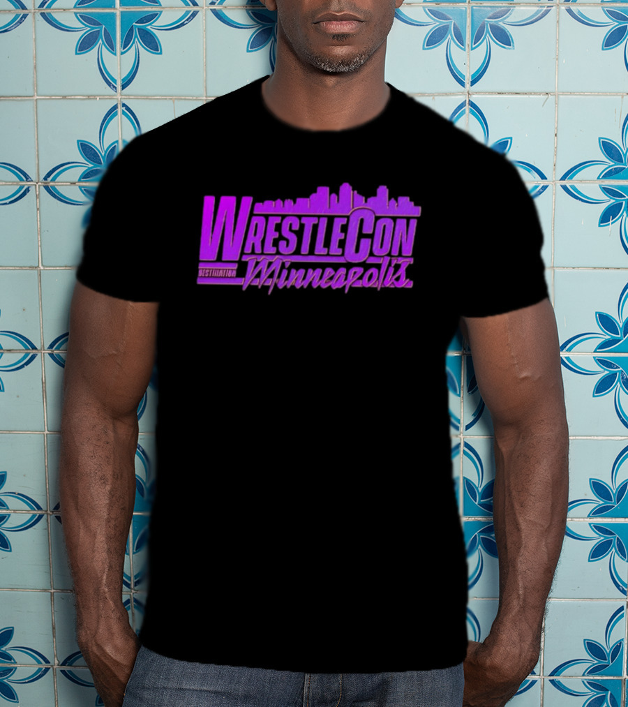 WrestleCon Destination Minneapolis Professional Wrestling Event Skyline T-Shirt