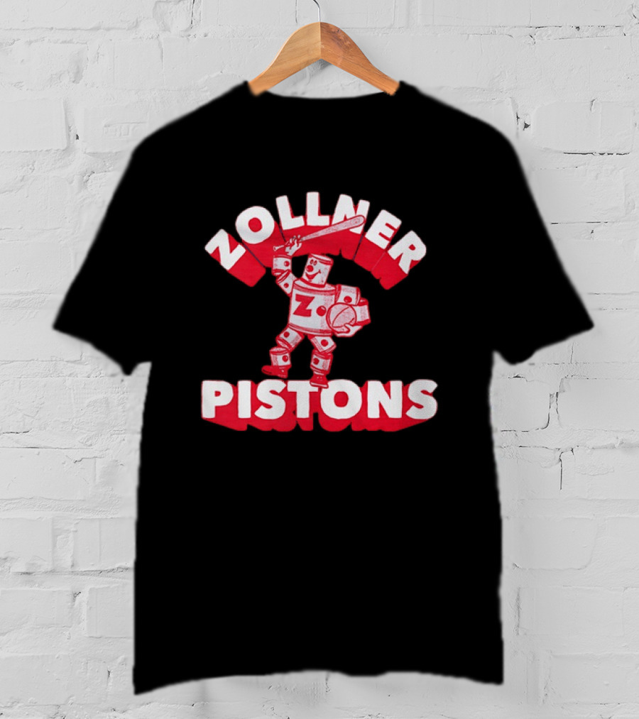 Zollner Pistons Vintage Robot Baseball Character NBA History T-Shirt