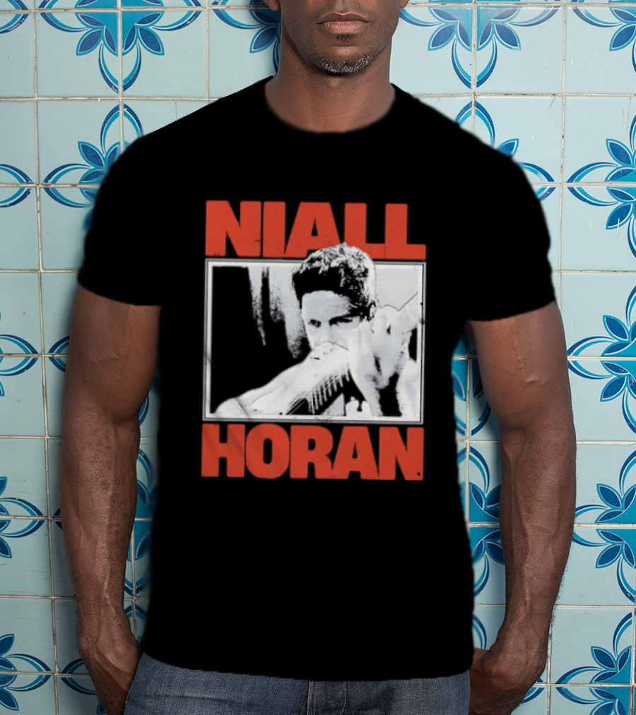 Niall Horan Playing Guitar Black And White T-Shirt