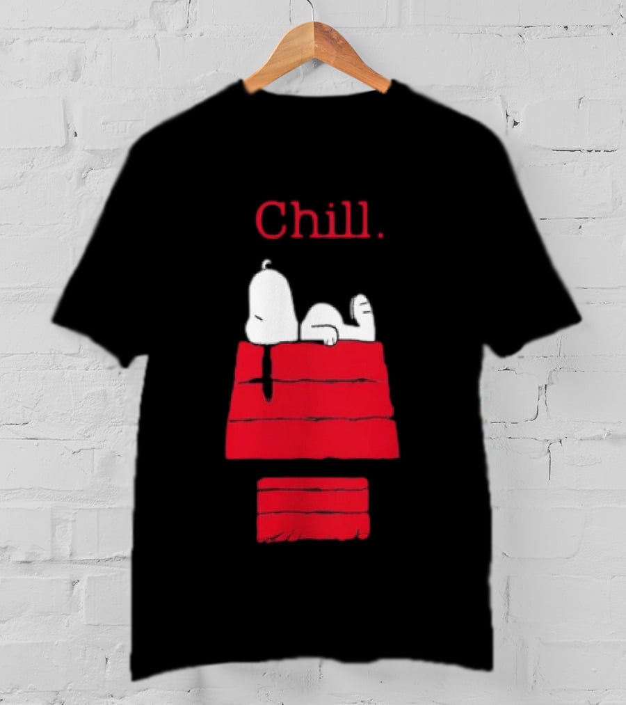 Peanuts Snoopy Chill Relaxing On Red Doghouse T-Shirt