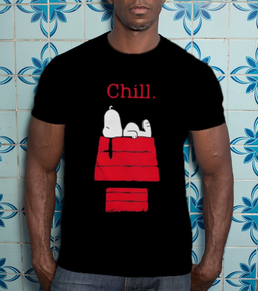 Peanuts Snoopy Chill Relaxing On Red Doghouse T-Shirt