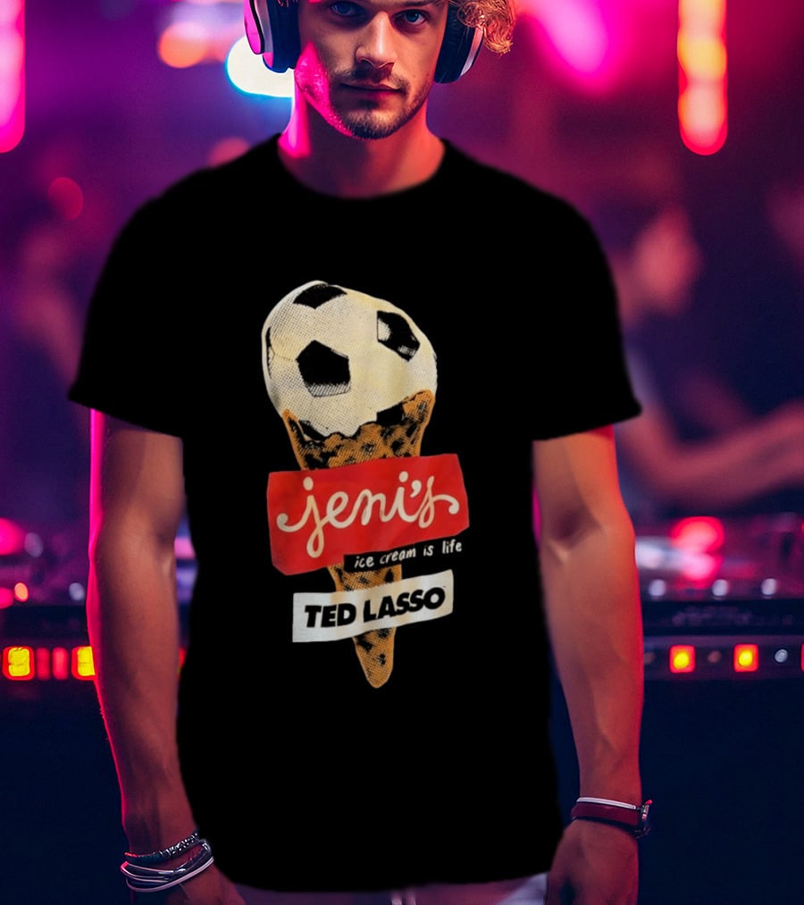 Jeni's Ice Cream Is Life Soccer Cone Ted Lasso T-Shirt