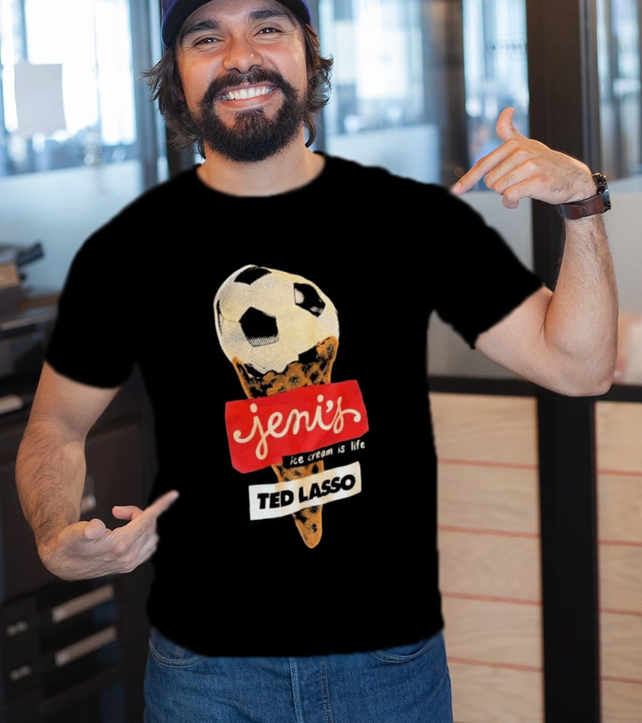 Jeni's Ice Cream Is Life Soccer Cone Ted Lasso T-Shirt
