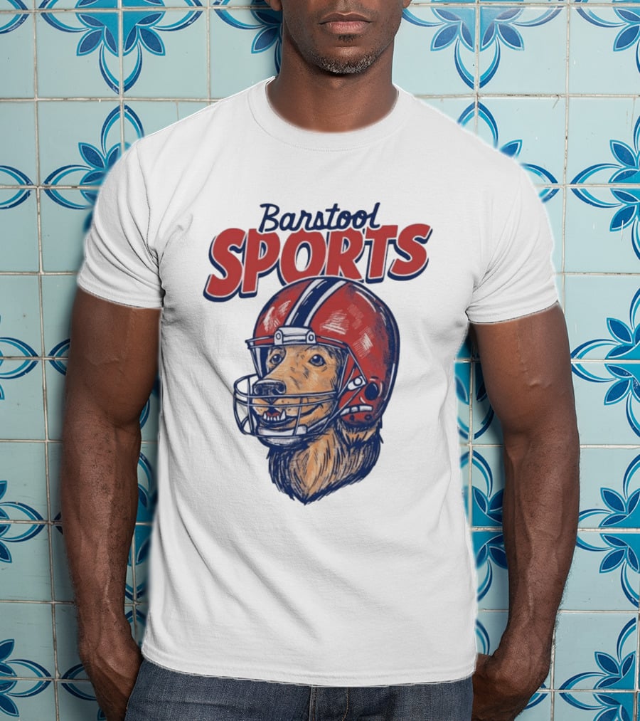 Barstool Sports Helmet Dog Red Football Fan T-Shirt