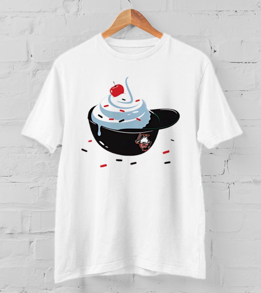 Baseballism Ice Cream Helmet Sundae With Cherry Baseball T-Shirt