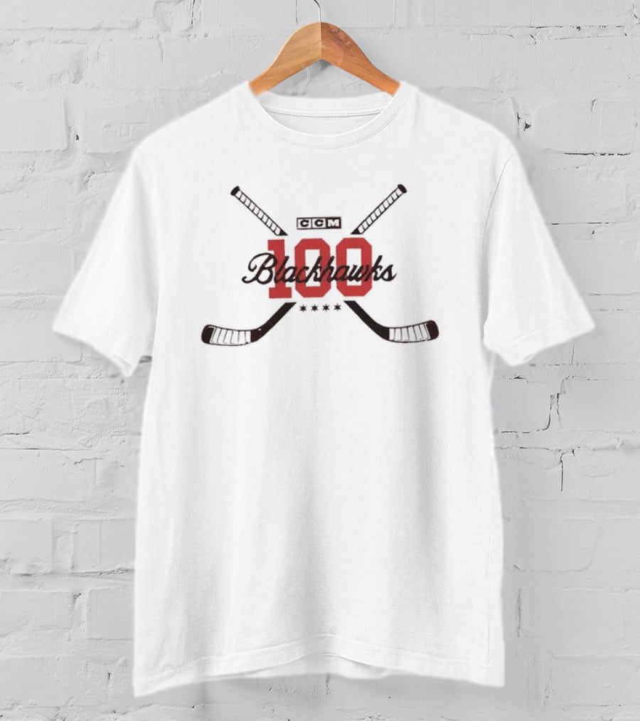 Chicago Blackhawks 100th Anniversary Distressed Vintage Hockey 1917 2017 Celebration T-Shirt