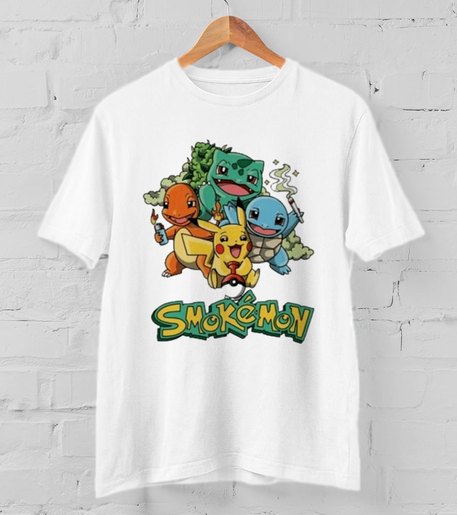 Smokemon Pikachu Charmander Squirtle Bulbasaur Fun T-Shirt