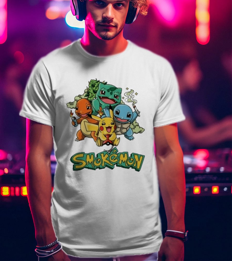 Smokemon Pikachu Charmander Squirtle Bulbasaur Fun T-Shirt