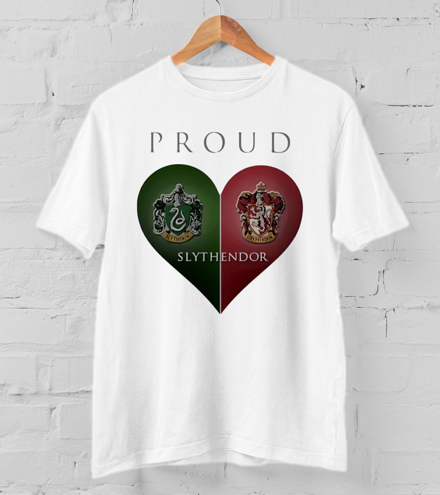 Proud Slythendor Heart Slytherin Gryffindor Crest Combination T-Shirt
