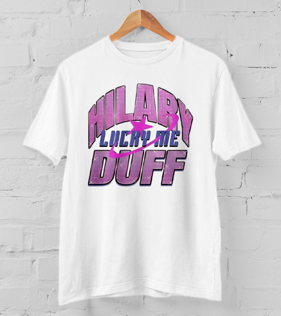 Hilary Duff Lucky Me Pink Glitter Star Planet Pop Singer T-Shirt