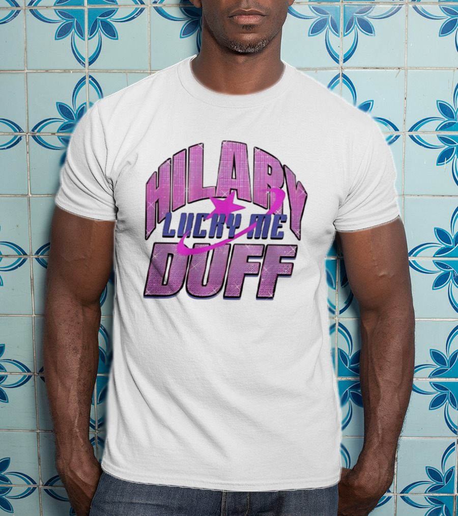 Hilary Duff Lucky Me Pink Glitter Star Planet Pop Singer T-Shirt