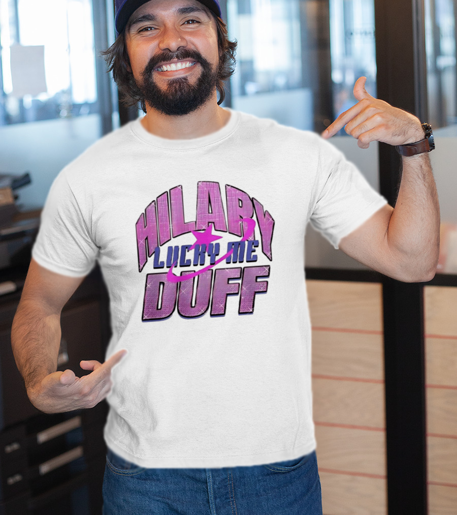 Hilary Duff Lucky Me Pink Glitter Star Planet Pop Singer T-Shirt