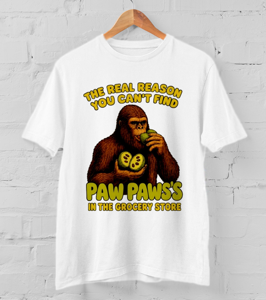 Pawpaw Fruit Mystery Sasquatch Eating Pawpaws In Grocery Store T-Shirt