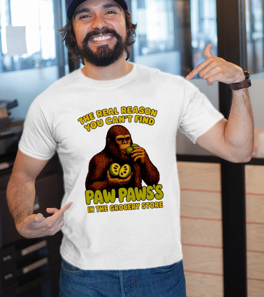 Pawpaw Fruit Mystery Sasquatch Eating Pawpaws In Grocery Store T-Shirt