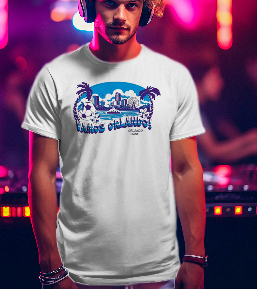 Vamos Orlando Orlando Pride Skyline Soccer Tropical Cityscape T-Shirt