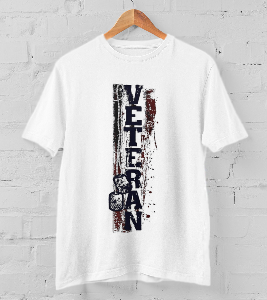 Veteran Dog Tags Distressed American Flag Honor T-Shirt