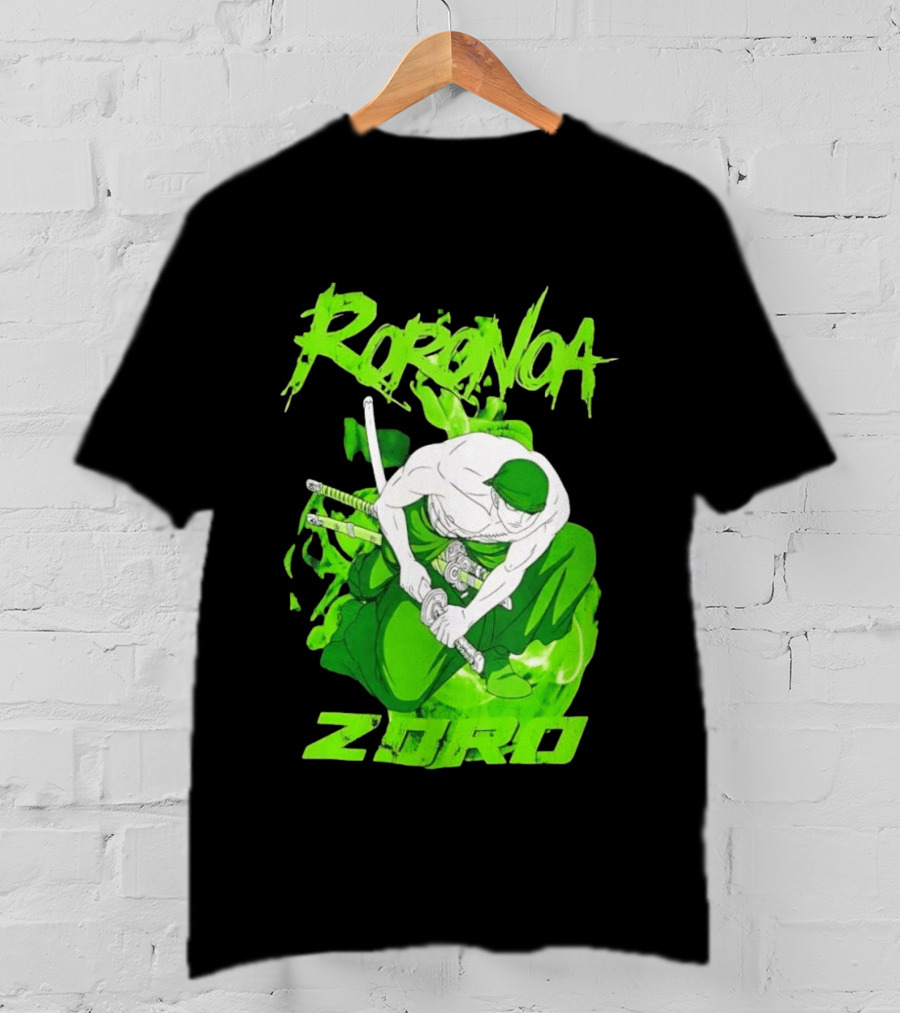 Roronoa Zoro Sword Fighter Anime Drawing T-Shirt