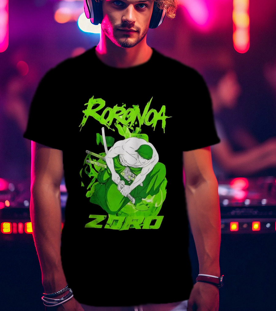 Roronoa Zoro Sword Fighter Anime Drawing T-Shirt