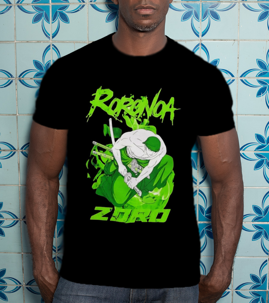 Roronoa Zoro Sword Fighter Anime Drawing T-Shirt