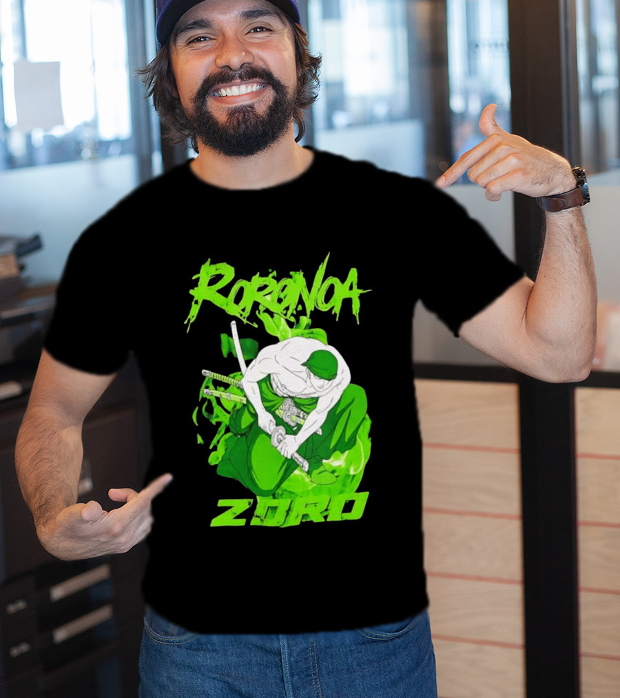 Roronoa Zoro Sword Fighter Anime Drawing T-Shirt