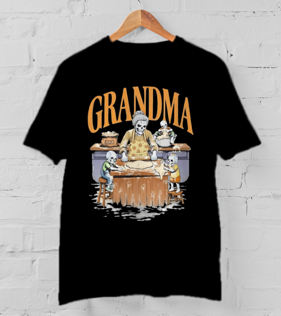 Grandma Baking Fun Skeleton Kitchen Flour Playtime T-Shirt