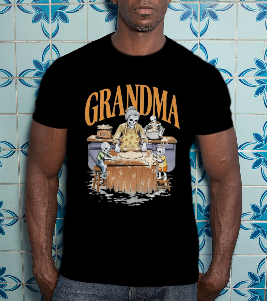 Grandma Baking Fun Skeleton Kitchen Flour Playtime T-Shirt