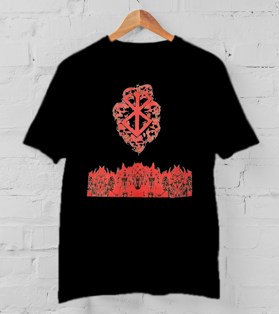 Berserk Sacrifice Skulls Skeletons Symbolic Red T-Shirt
