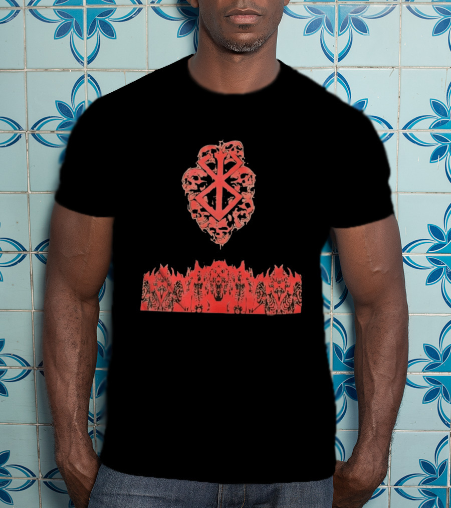 Berserk Sacrifice Skulls Skeletons Symbolic Red T-Shirt