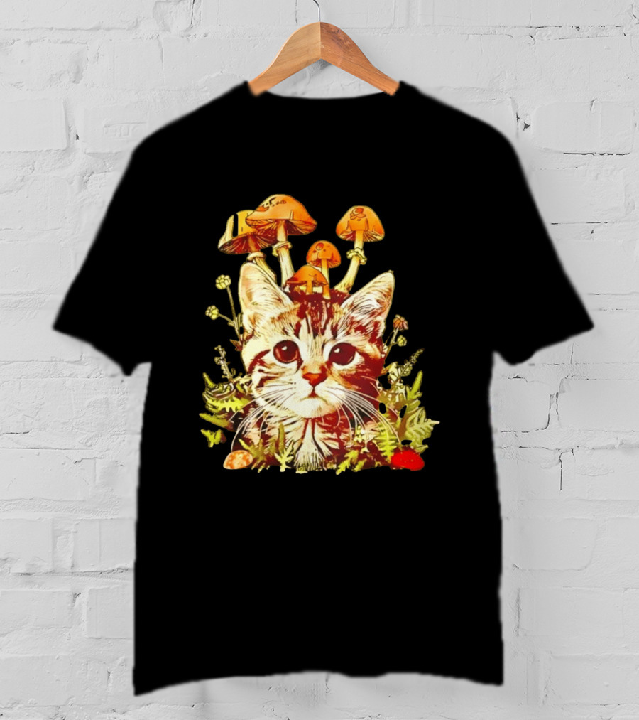 Blooming At My Own Pace Cat With Mushrooms T-Shirt