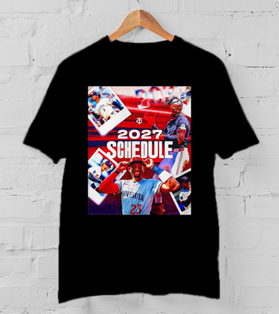 Minnesota Twins 2027 Schedule Collage With Players And Photos T-Shirt