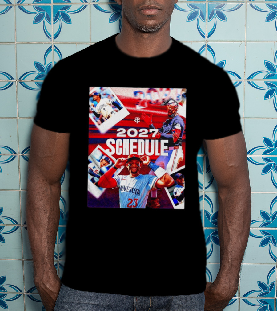 Minnesota Twins 2027 Schedule Collage With Players And Photos T-Shirt