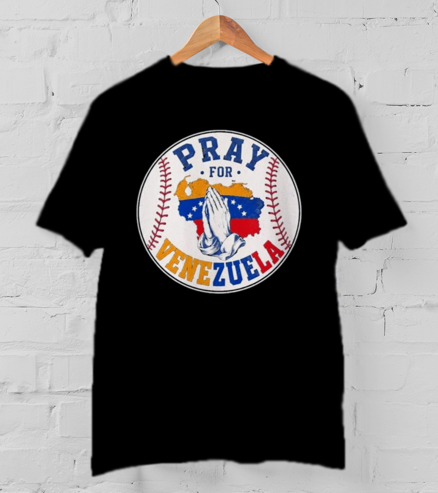 Pray For Venezuela Baseball Map Hands T-Shirt