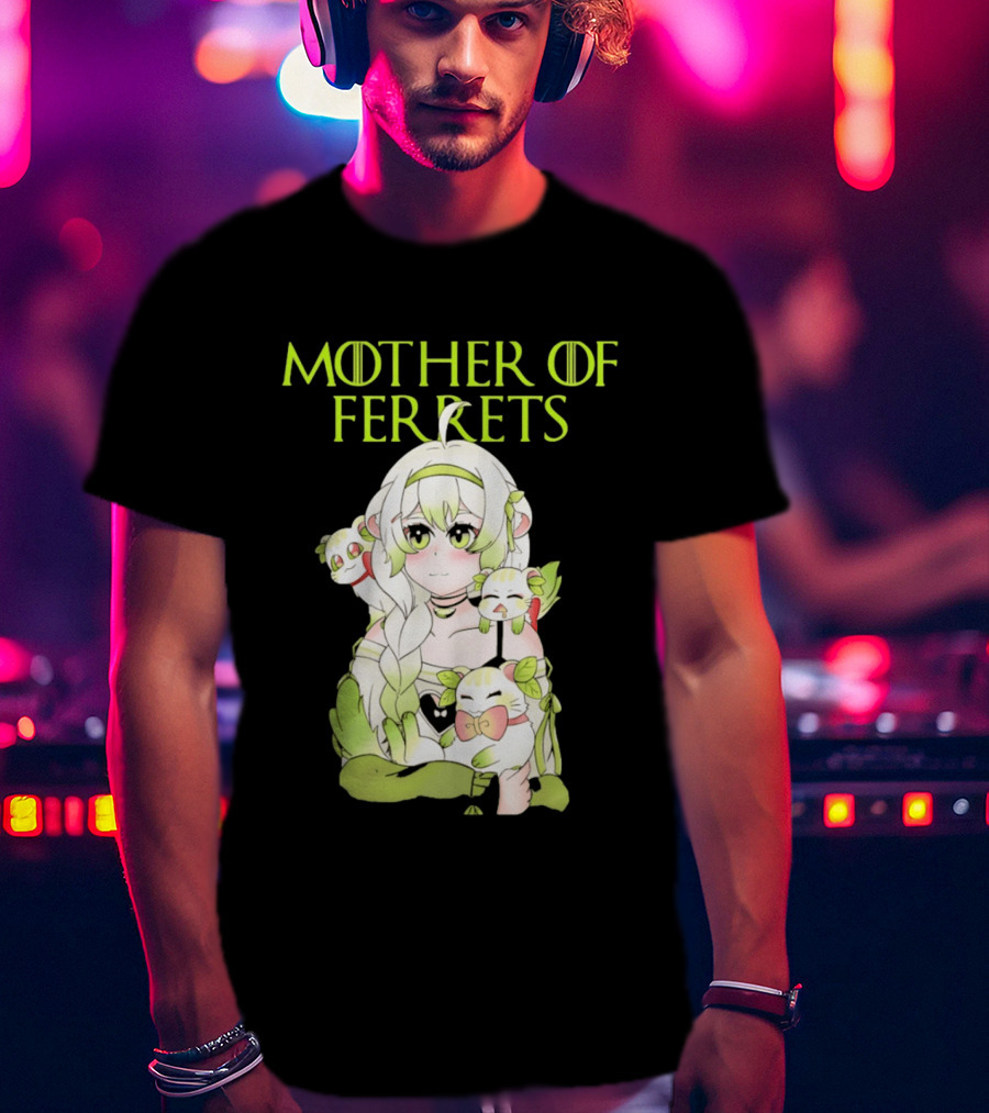 Mother Of Ferrets Anime Girl Ferret Lover Cute Kawaii T-Shirt