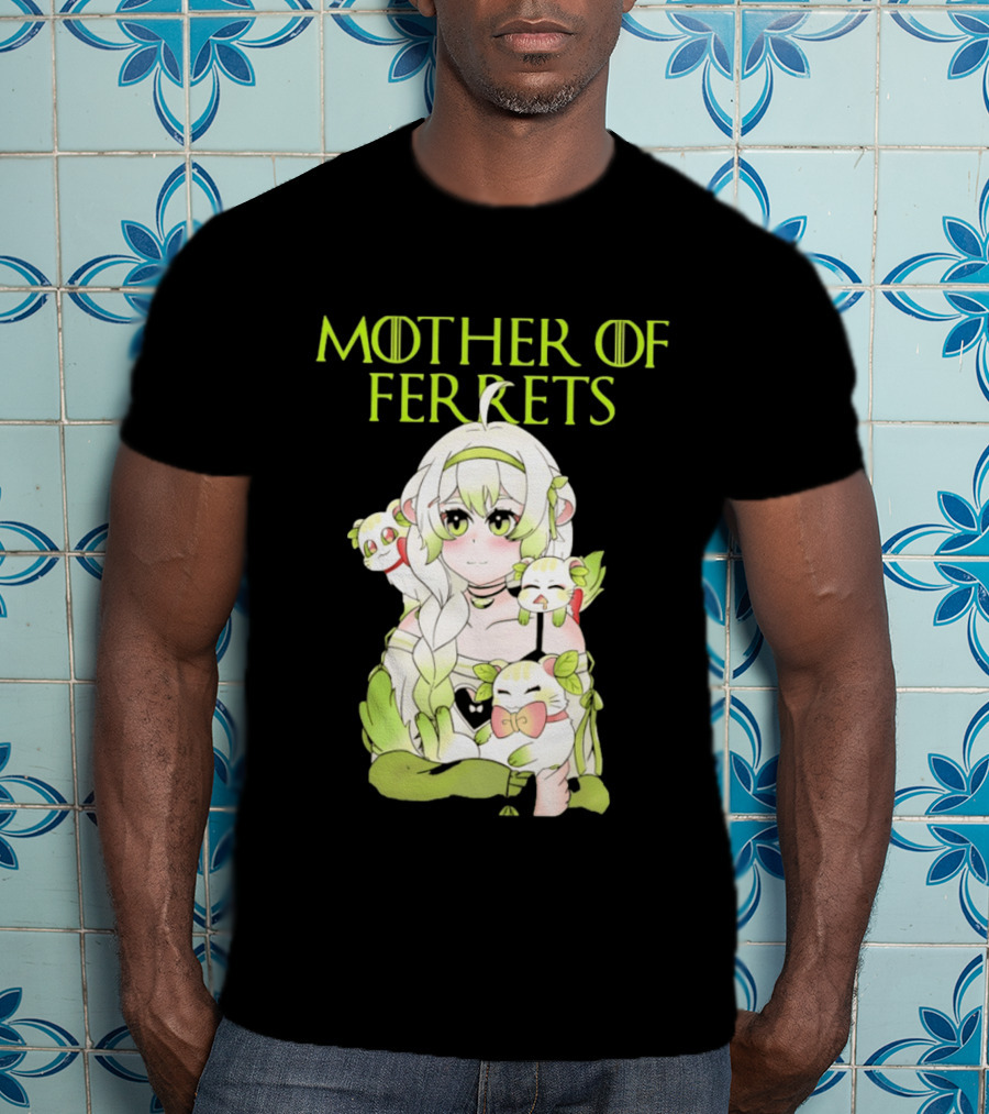 Mother Of Ferrets Anime Girl Ferret Lover Cute Kawaii T-Shirt