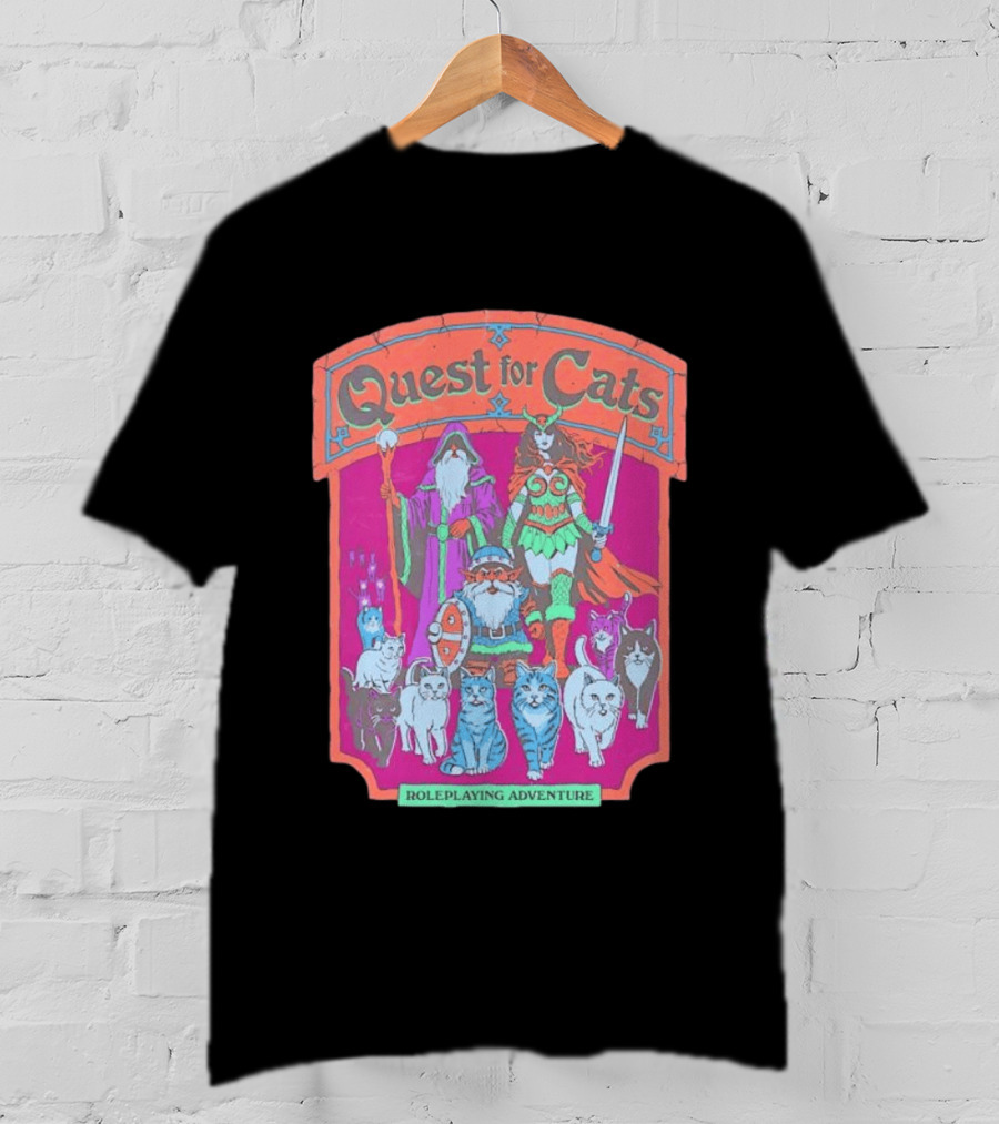 Quest For Cats Fantasy Roleplaying Adventure Mage Warriors And Cats T-Shirt