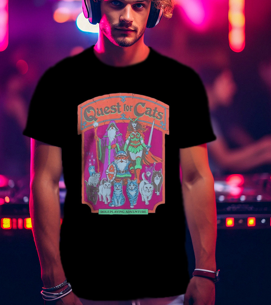 Quest For Cats Fantasy Roleplaying Adventure Mage Warriors And Cats T-Shirt