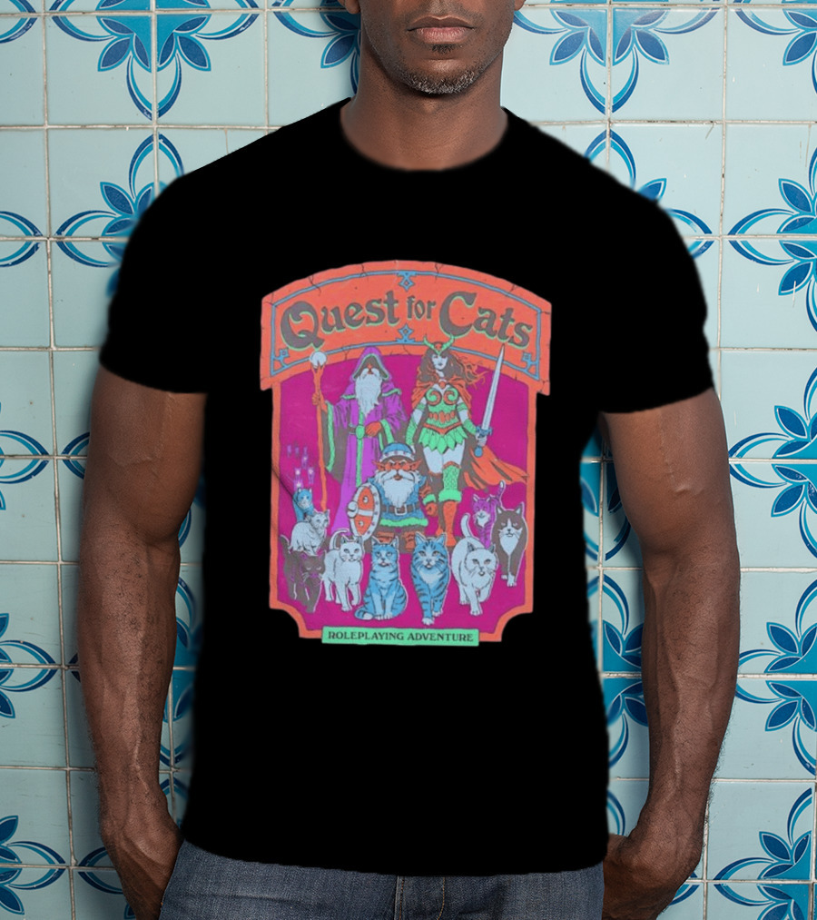 Quest For Cats Fantasy Roleplaying Adventure Mage Warriors And Cats T-Shirt