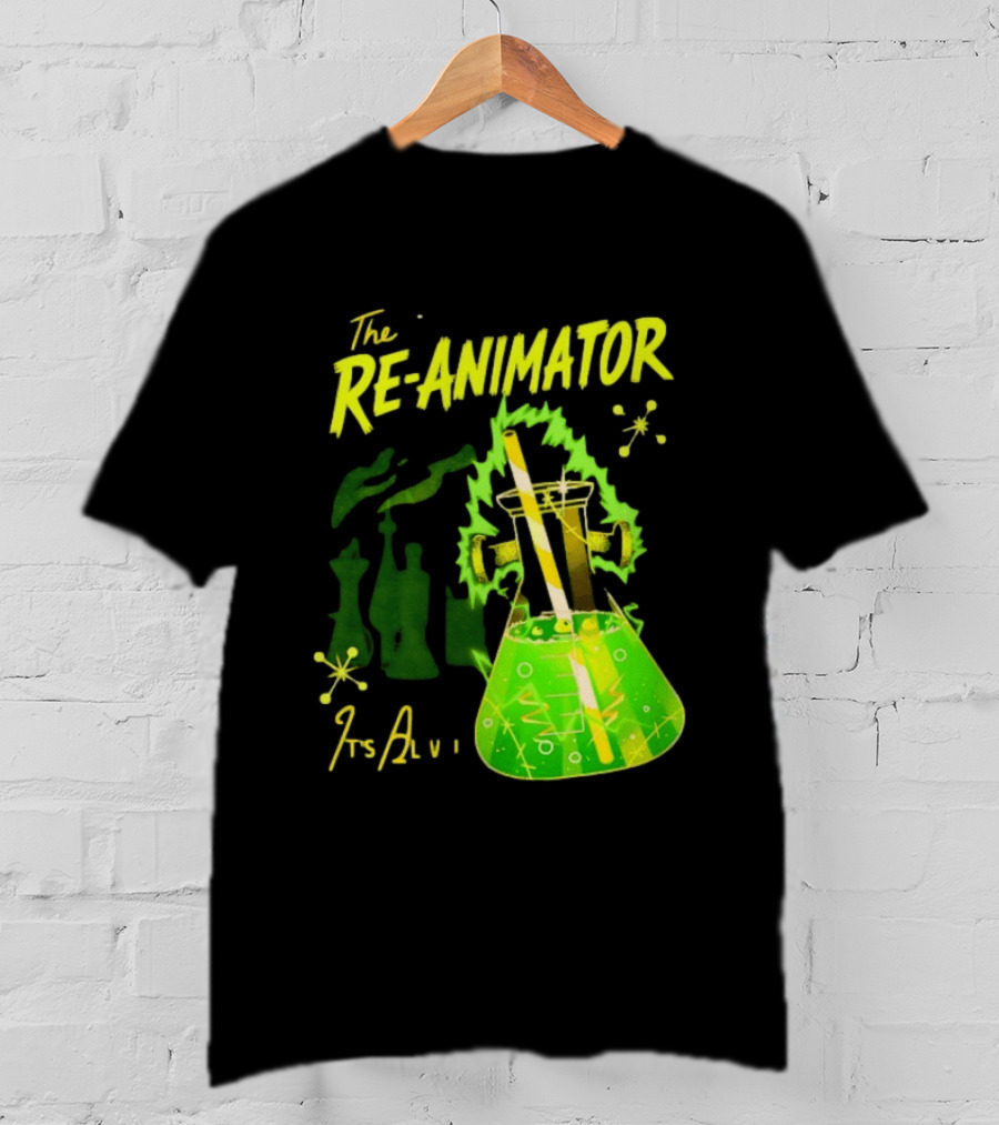 The Re Animator It's Alive Green Lab Flask Horror Film T-Shirt