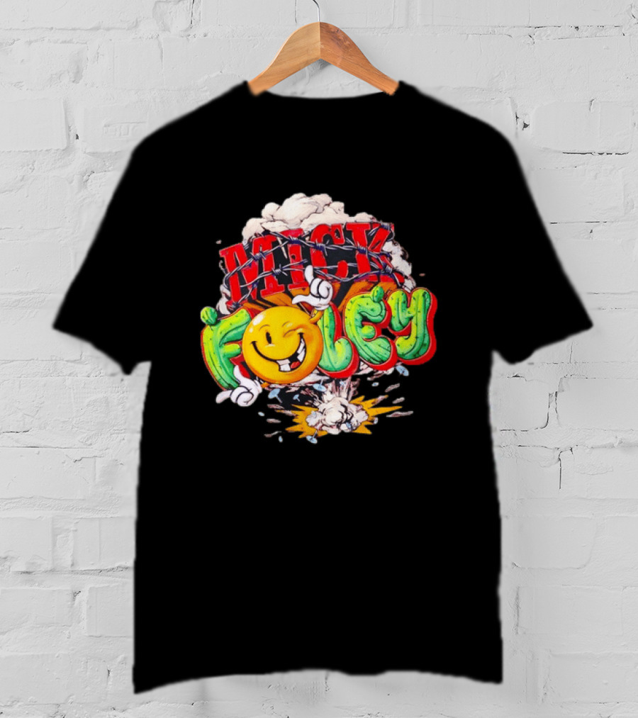 Mick Foley Cactus Smiley Face Barbed Wire Explosive Burst T-Shirt