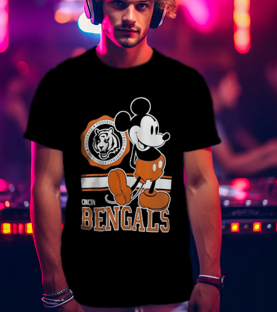 Mickey Mouse Cincinnati Bengals Football Tiger T-Shirt