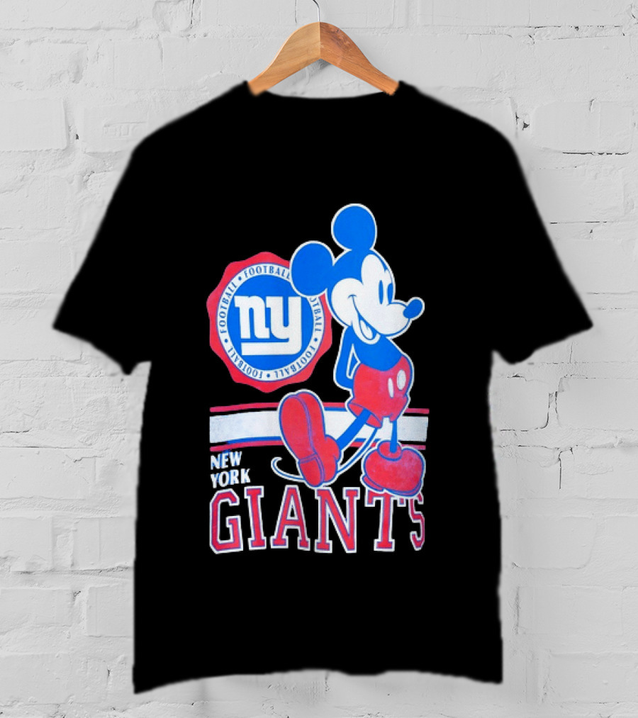 Mickey Mouse New York Giants Football NY Sports Fan T-Shirt